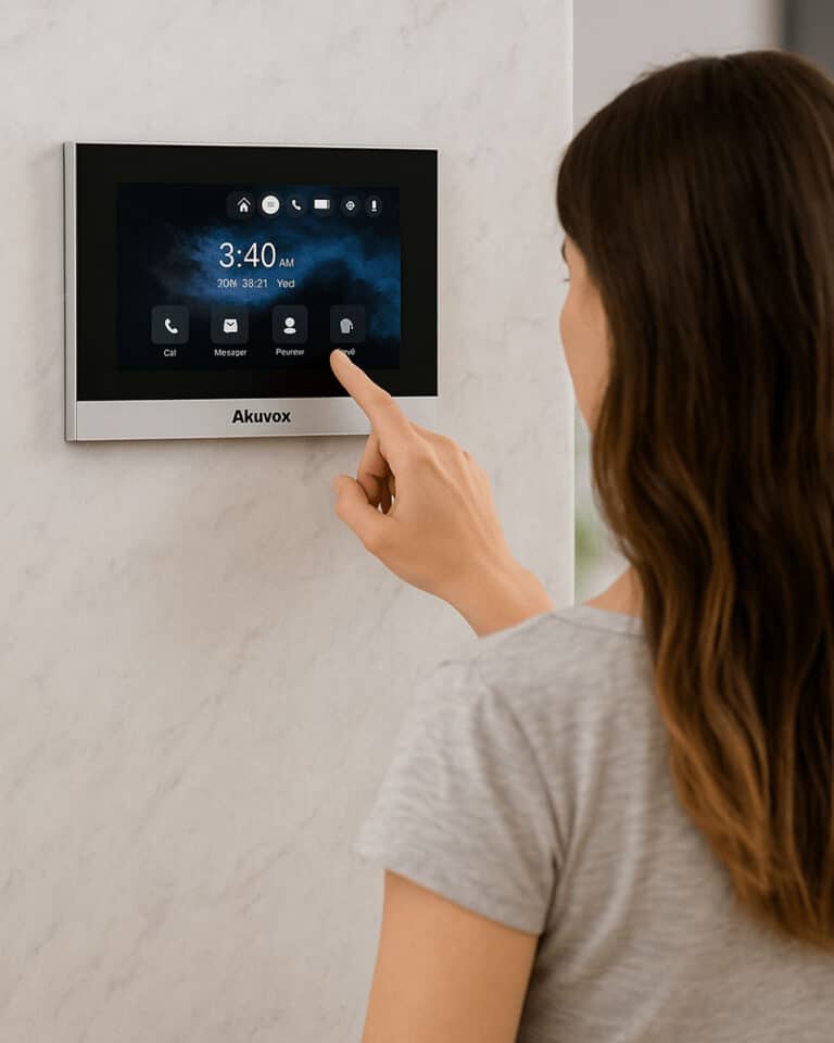 woman using touch screen panel